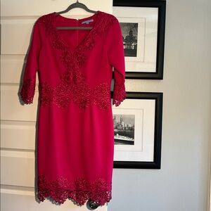 ANTONIO MELANI Elegant Hot Pink Embroidered Dress